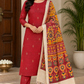 Rich Red Kalamkari Cotton Silk Salwar Suit Set