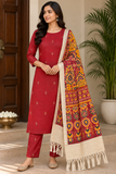 Rich Red Kalamkari Cotton Silk Salwar Suit Set