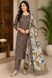 Mocha Brown Cotton Silk Salwar Suit with Kalamkari Dupatta