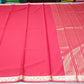 Mysore Semi Silk - Bright Red Mysore Semi Silk Saree with Antique Gold Floral Zari Border