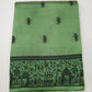 Tussar Semi Silk- Sage Green Tussar Semi Silk Saree with Traditional Black Folk Motif Border