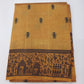 Tussar Semi Silk - Mustard Gold Tussar Semi Silk Saree with Charcoal Tribal Motif Border