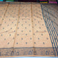 Tussar Semi Silk - Mustard Gold Tussar Semi Silk Saree with Charcoal Tribal Motif Border