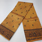 Tussar Semi Silk - Mustard Gold Tussar Semi Silk Saree with Charcoal Tribal Motif Border