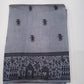 Tussar Semi Silk - Silver Grey Tussar Semi Silk Saree with Charcoal Tribal Art Border