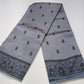 Tussar Semi Silk - Silver Grey Tussar Semi Silk Saree with Charcoal Tribal Art Border