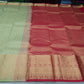 Pure Kanjivaram Handloom Silk Saree in Muted Sage Green with Deep Maroon Pallu and Antique Gold Zari