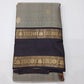 Pure Kanjivaram Handloom Silk Saree in Smoky Grey with Dark Coffee Brown Pallu and Antique Gold Zari