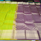 Pure Kanjivaram Handloom Lime Green & Deep Plum Purple Dual-Shade Silk Saree