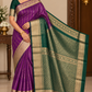 Pure Kanjivaram Handloom Purple & Bottle Green  Silk Saree