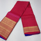 Pure Kanjivaram Silk Saree - Rani Pink with Royal Blue Pallu & Antique Gold Zari