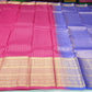 Pure Kanjivaram Silk Saree - Rani Pink with Royal Blue Pallu & Antique Gold Zari