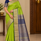 Pure Kanjivaram Handloom Parrot Green & Navy Blue Silk Saree