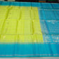 Lime Green & Turquoise Teal Pure Handloom Soft Silk Saree