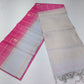 Pure Handloom Soft Silk Saree – Rani Pink & Ice Blue-Silver with Gold Zari Checks