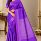 Pure Handloom Soft Silk Saree in Rich Purple & Magenta with Silver Zari