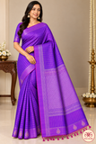 Pure Handloom Soft Silk Saree in Rich Purple & Magenta with Silver Zari