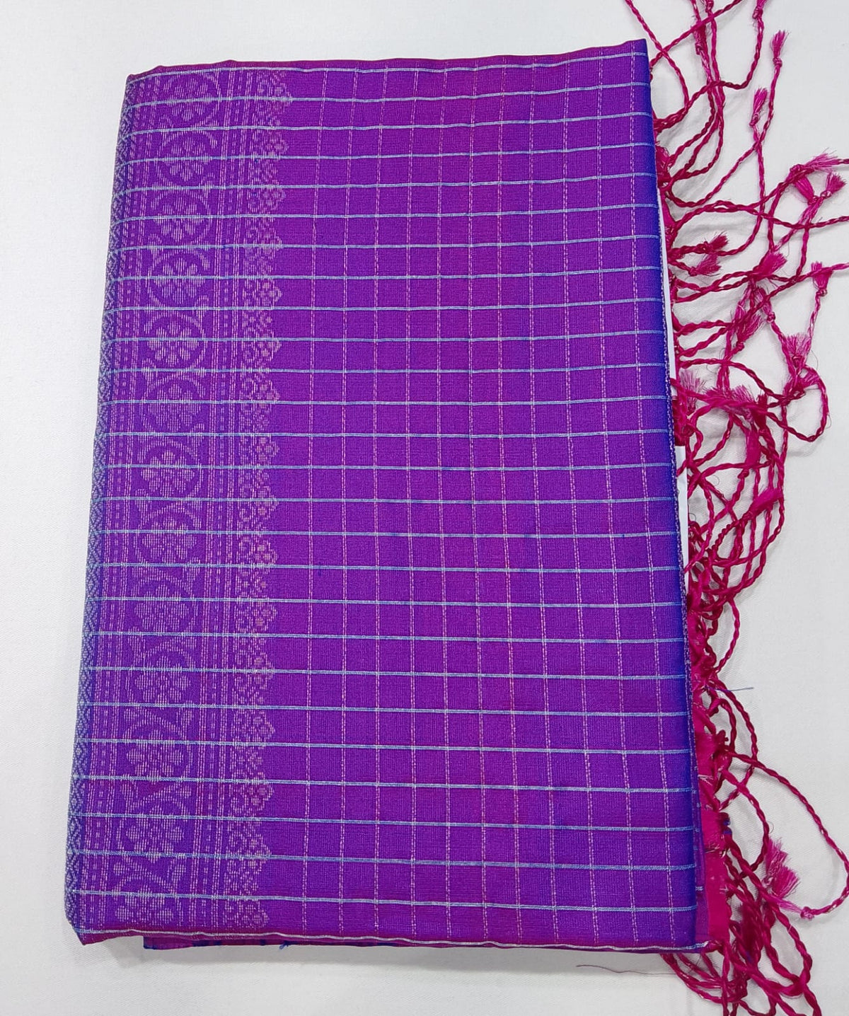 Pure Handloom Soft Silk Saree in Rich Purple & Magenta with Silver Zari
