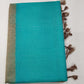 Pure Handloom Soft Silk Saree in Turquoise Blue with Taupe Beige Pallu