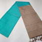 Pure Handloom Soft Silk Saree in Turquoise Blue with Taupe Beige Pallu