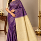 Pure Handloom Soft Silk Saree in Royal Purple with Soft Golden Pallu
