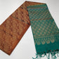 Pure Handloom Soft Silk Borderless Saree in Copper Brown & Turquoise Blue