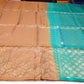 Pure Handloom Soft Silk Borderless Saree in Copper Brown & Turquoise Blue