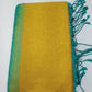Pure Handloom Soft Silk Borderless Saree in Mustard Yellow & Turquoise Blue