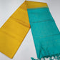 Pure Handloom Soft Silk Borderless Saree in Mustard Yellow & Turquoise Blue