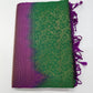 Pure Handloom Soft Silk Emerald Green & Purple Saree with Antique Gold Floral Zari