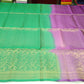 Pure Handloom Soft Silk Emerald Green & Purple Saree with Antique Gold Floral Zari