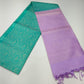 Pure Handloom Soft Silk Borderless Saree in Aqua Turquoise & Lavender Pink