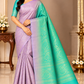 Pure Handloom Soft Silk Pastel Lavender & Turquoise Blue-Green Saree
