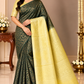 Pure Handloom Soft Silk Deep Forest Green & Golden Yellow Borderless Saree