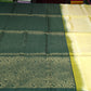 Pure Handloom Soft Silk Deep Forest Green & Golden Yellow Borderless Saree