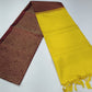 Pure Handloom Soft Silk Deep Wine Maroon & Turmeric Yellow Borderless Saree