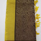 Pure Handloom Soft Silk Saree – Deep Olive Green & Mustard Yellow with Antique Gold Floral Paisley Weave