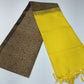 Pure Handloom Soft Silk Saree – Deep Olive Green & Mustard Yellow with Antique Gold Floral Paisley Weave