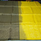 Pure Handloom Soft Silk Saree – Deep Olive Green & Mustard Yellow with Antique Gold Floral Paisley Weave