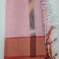 Blush Pink Cotton Silk Pochampally Saree with Charcoal Grey Ikat Pallu