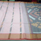 Blush Pink Cotton Silk Pochampally Saree with Charcoal Grey Ikat Pallu