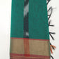 Deep Teal Green Cotton Silk Pochampally Saree with Wine Ikat Pallu
