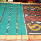 Deep Teal Green Cotton Silk Pochampally Saree with Wine Ikat Pallu