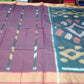 Cotton Silk Pochampally Wine Maroon & Teal Blue Ikat Saree