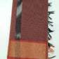 Muted Rosewood Cotton Silk Pochampally Saree with Charcoal Ikat Pallu