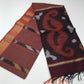 Muted Rosewood Cotton Silk Pochampally Saree with Charcoal Ikat Pallu