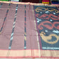 Muted Rosewood Cotton Silk Pochampally Saree with Charcoal Ikat Pallu