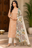 Peach Beige Cotton Silk Unstitched Salwar Suit with Kalamkari Dupatta