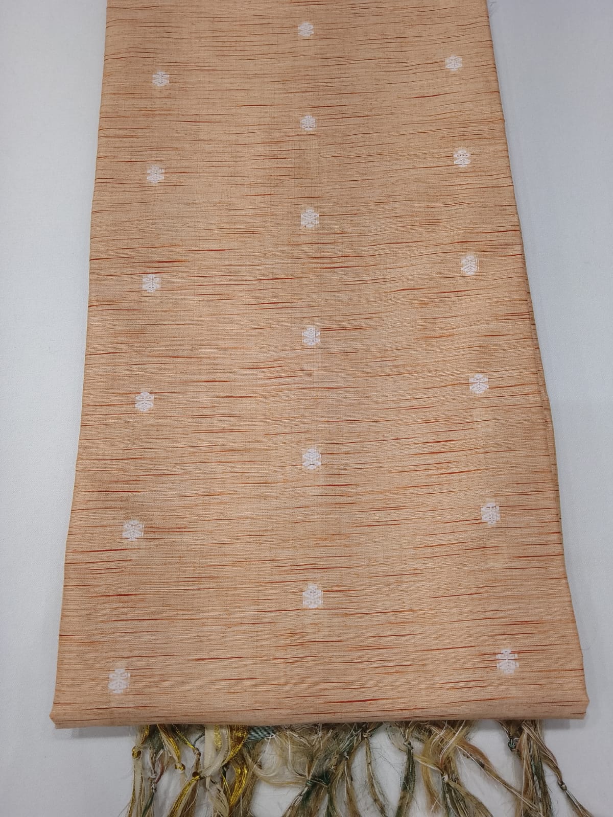 Peach Beige Cotton Silk Unstitched Salwar Suit with Kalamkari Dupatta
