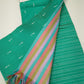 Emerald Teal Green Cotton Silk Unstitched Salwar Suit with Multicolour Striped Dupatta